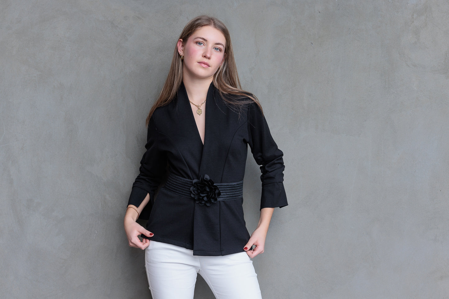 Chaqueta Cinturón Flor