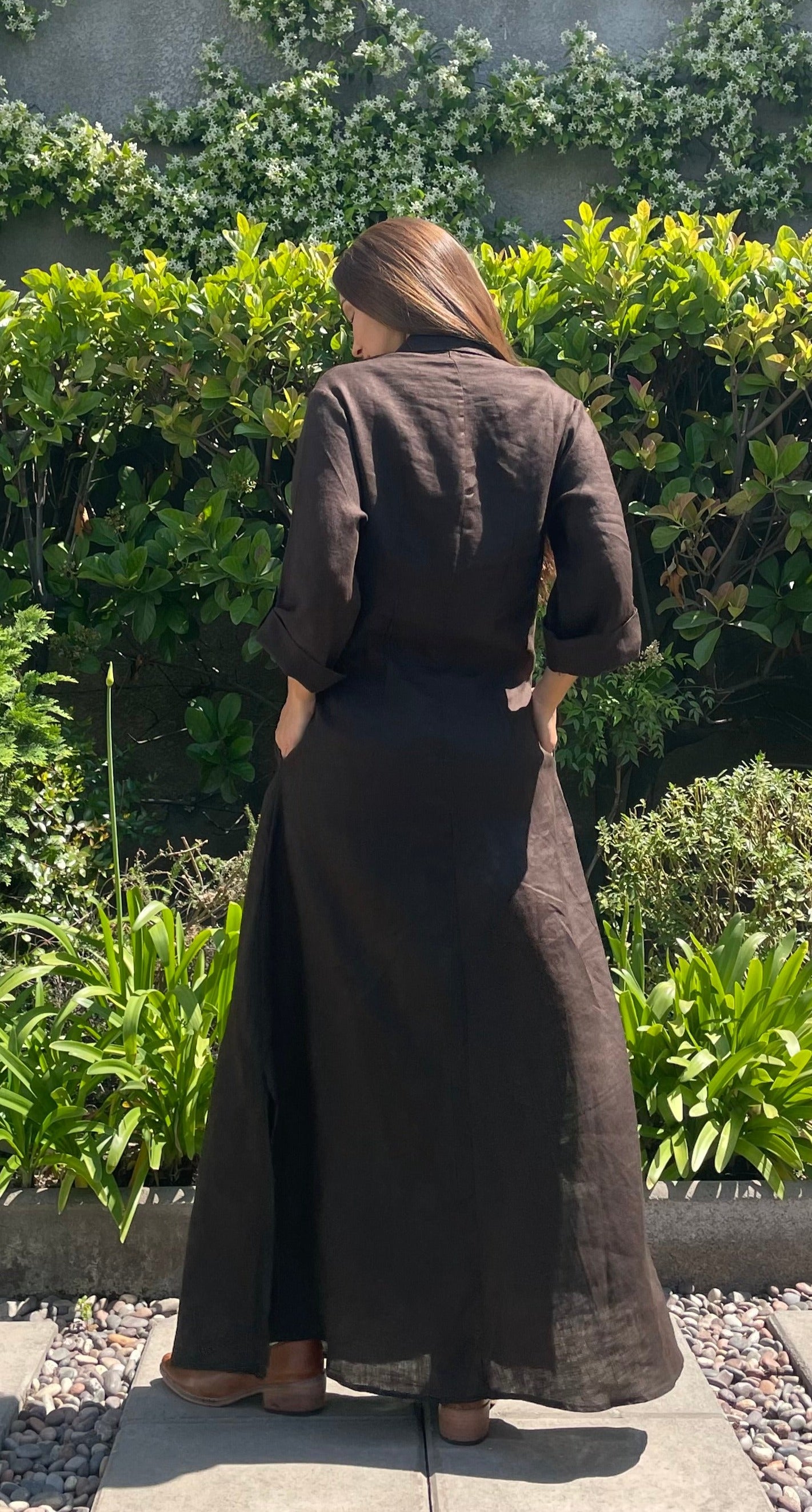 Vestido Casino Lino Marrón