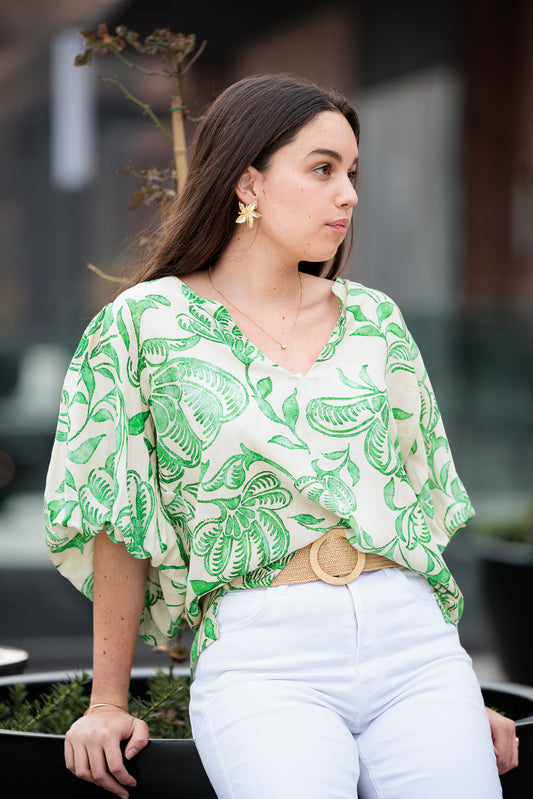 Blusa Arle Verde Estampada